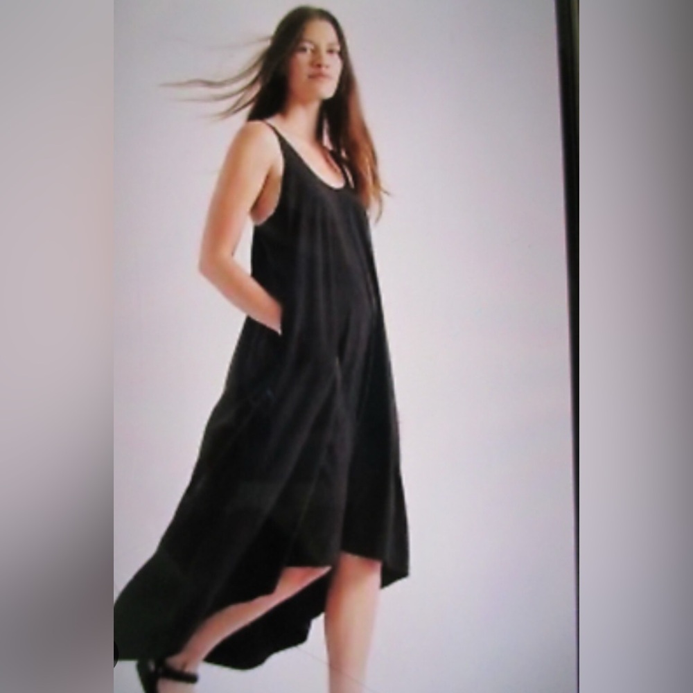 Athleta Black Presidio Hi-Low Dress, Black, XS Petite